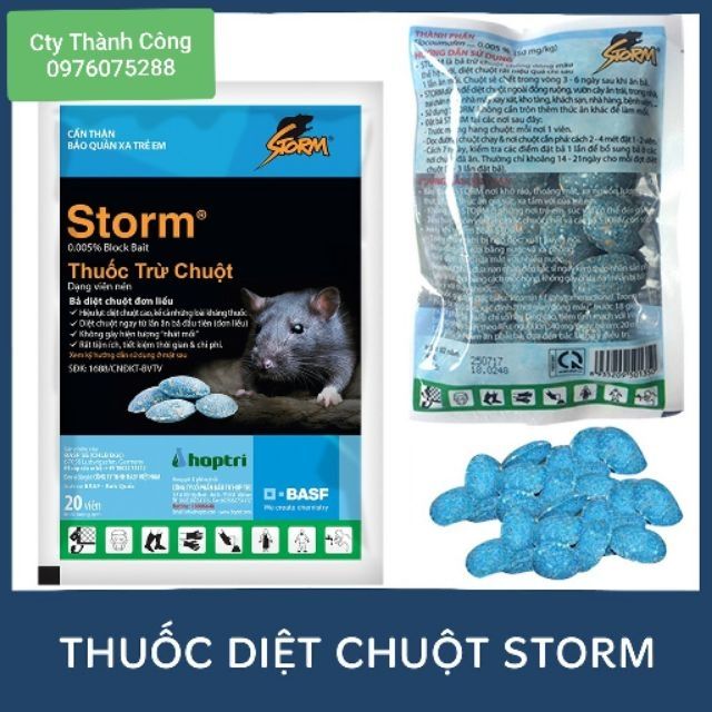 Thuốc diệt chuột Storm ra sáng chết 10 gói ×20 viên( rẻ vô địch)