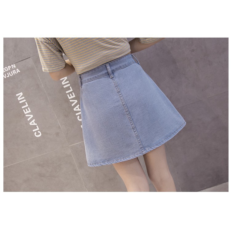 Chân Váy Denim Lưng Cao Thiết Kế Dáng Chữ A Thanh Lịch | BigBuy360 - bigbuy360.vn