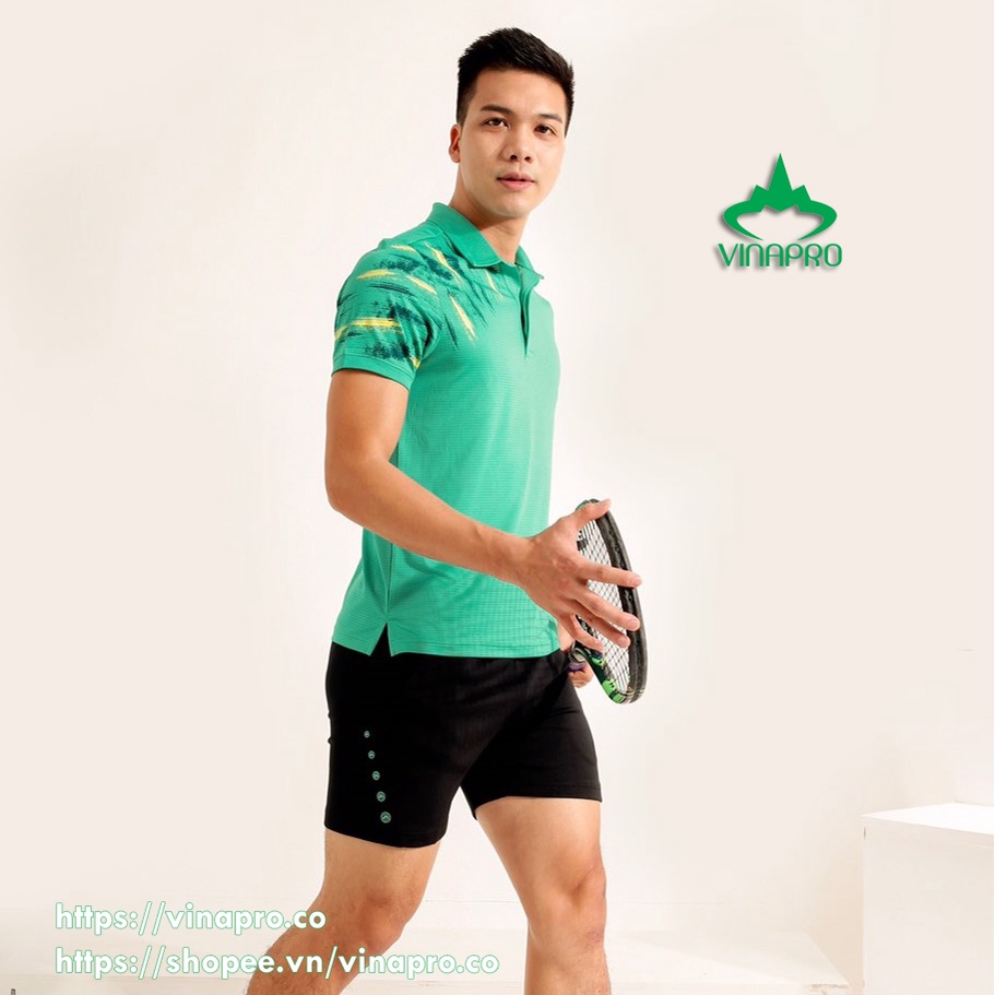 Áo cầu lông nam áo bóng bàn tennis polo cổ đức Vinapro A43 chất liệu thun lưới cao cấp