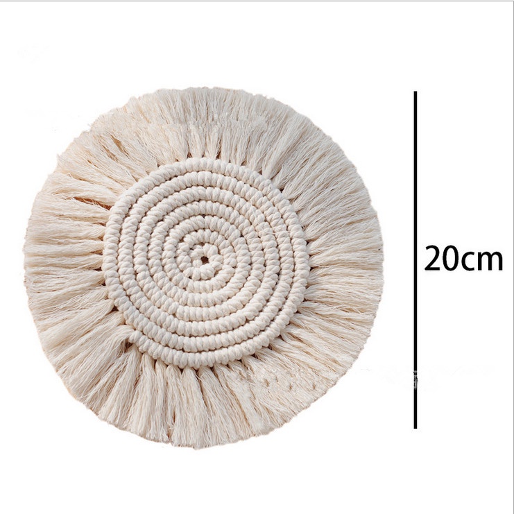 Miếng lót ly bằng dây cotton bện chống trượt phong cách bohemian