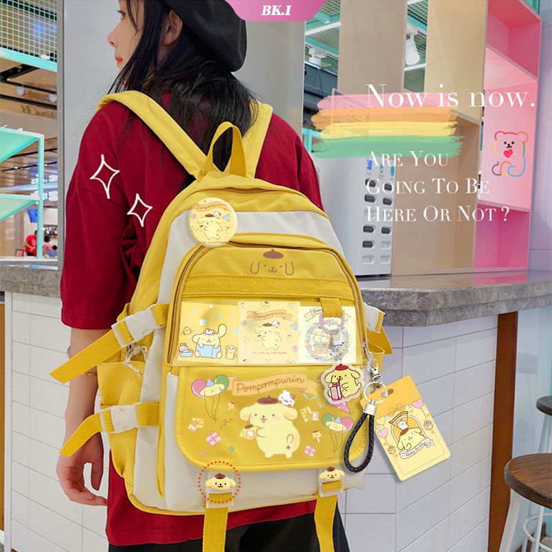 SANRIO Ba Lô Đi Học In Hình Kuromi Hello Kitty Phong Cách Hàn Quốc Cho Bé Gái