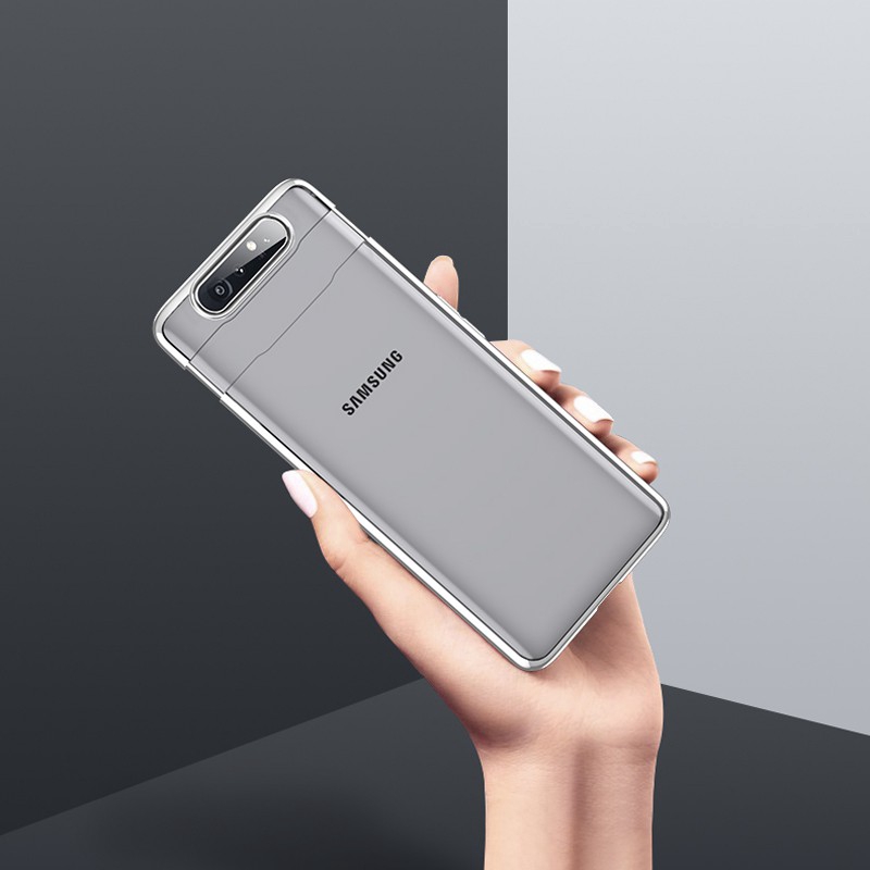 Ốp Điện Thoại Cứng Trong Suốt Mạ Viền Sang Trọng Cho Samsung Galaxy A80