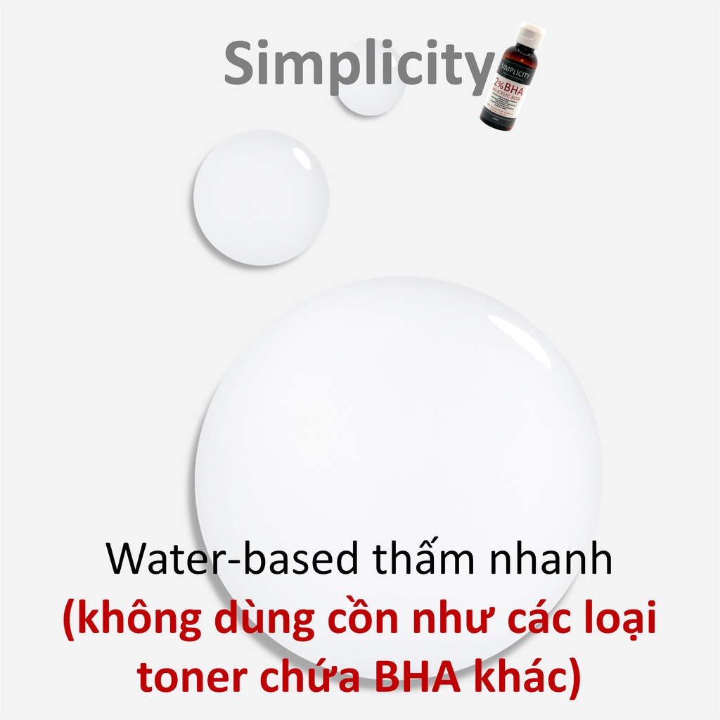 Toner 2% BHA Tẩy da chết mặt bớt mụn da dầu trắng sáng thông thoáng lỗ chân lông SIMPLICITY