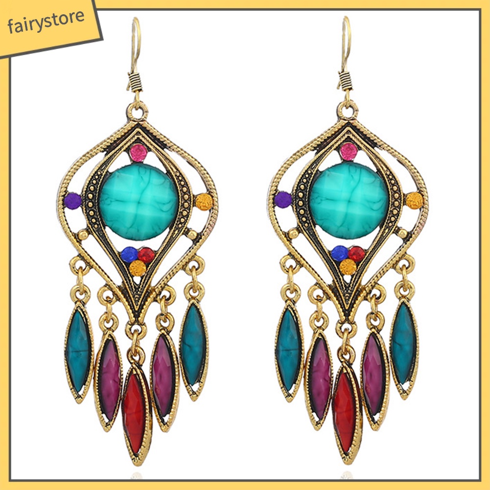 Khuyên Tai Dáng Dài Phối Tua Rua Phong Cách Bohemian