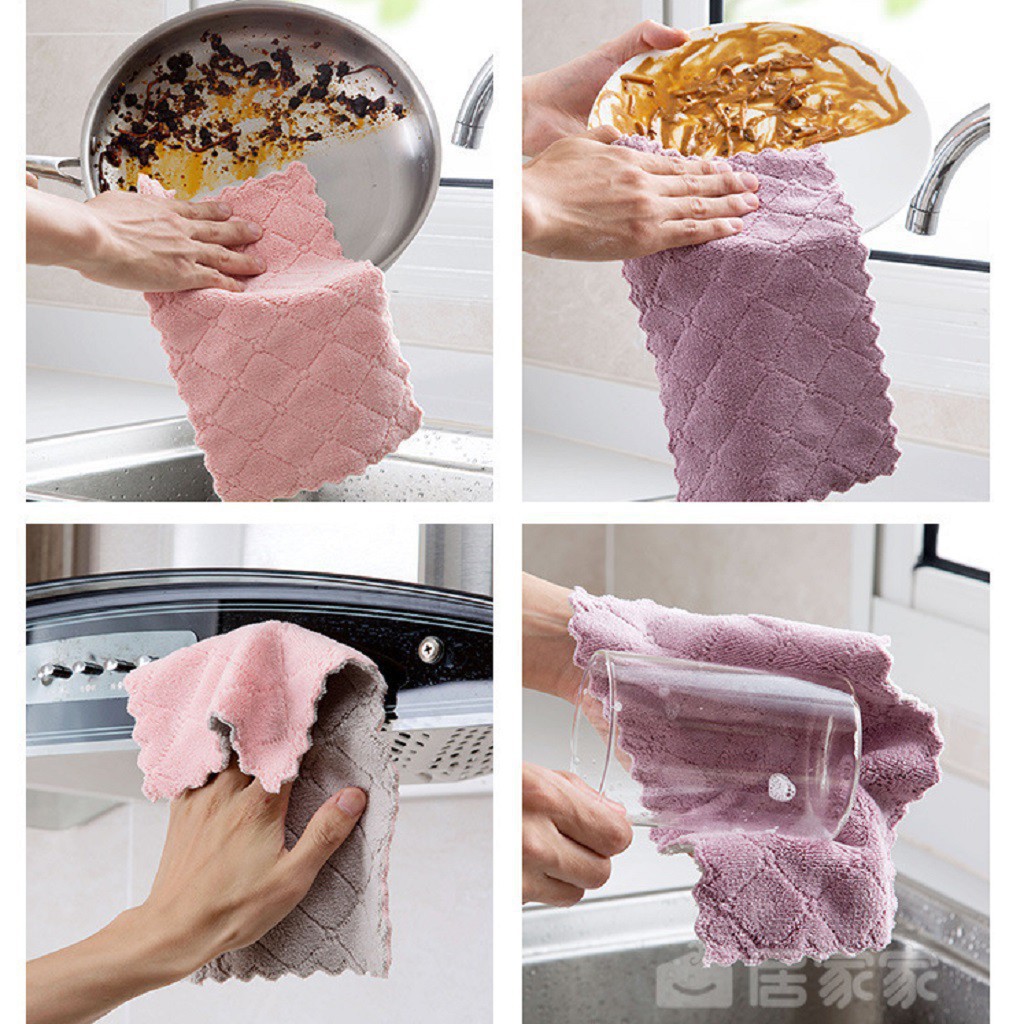 Khăn lau chén bát đa năng - Khăn lau bếp siêu thấm hút (24*15cm) | BigBuy360 - bigbuy360.vn