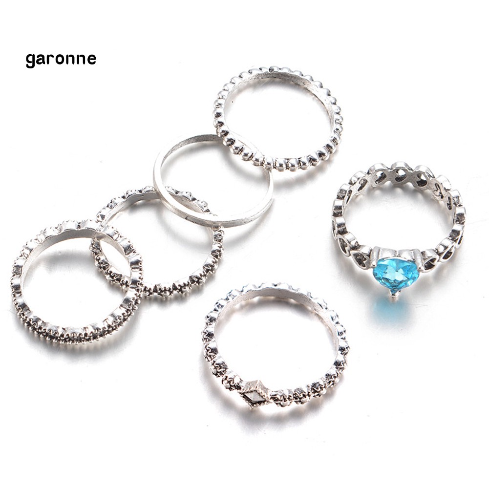 Set 6 Nhẫn Đeo Khớp Ngón Tay Phong Cách Boho Thời Trang Cho Nữ
