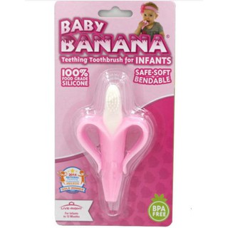 Gặm Nướu Và Bàn Chải Baby Banana/ Gặm Nướu Chuối Mỹ Phiên Bản Đặc Biệt Màu Hồng