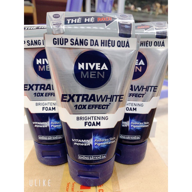 [ Chính hãng ] Sữa rửa mặt sáng da kiểm soát nhờn Nivea Men Extra White Oil Control Mud Foam 100g