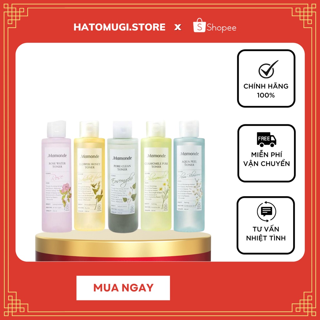 Nước hoa hồng [Dùng là mê-Hàng Auth] Nước hoa hồng dưỡng da cung cấp độ ẩm Mamonde Rose Water Toner Hàn Quốc 250ml