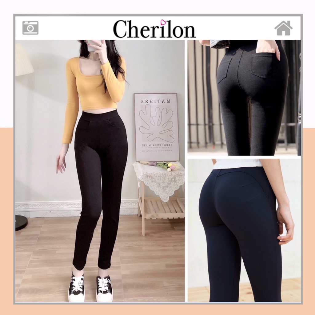 Quần legging dài nữ cạp cao nâng mông siêu tôn dáng cherilon - QD25