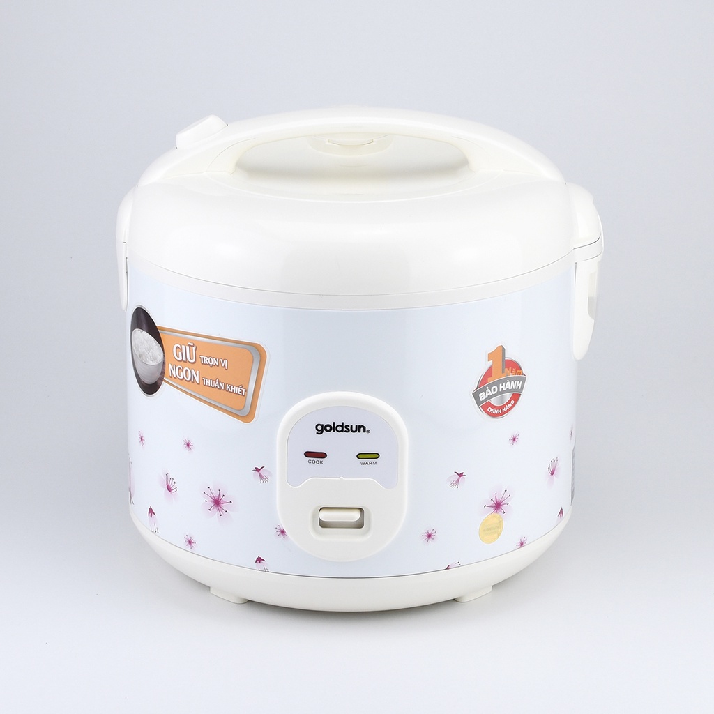 Nồi cơm điện 700W 1,8L cho gia đình 4-6 người- lòng nồi hợp kim nhôm phủ chống dính - thiết kế đáy tổ ong Goldsun CB3204