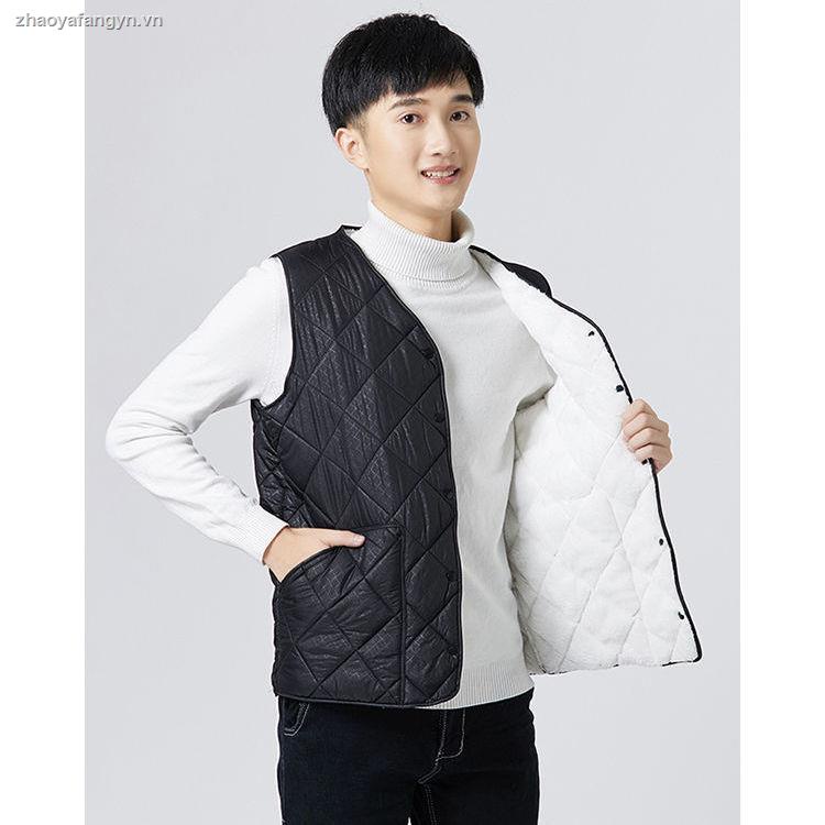 Áo khoác phao không tay lót nhung cotton dáng ngắn thời trang mùa đông dành cho nam