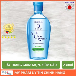 Nước Tẩy Trang Sạch Sâu Giảm Mụn, Kiềm Dầu Senka All Clear Water Micellar Formula Fresh Anti Shine 230ml