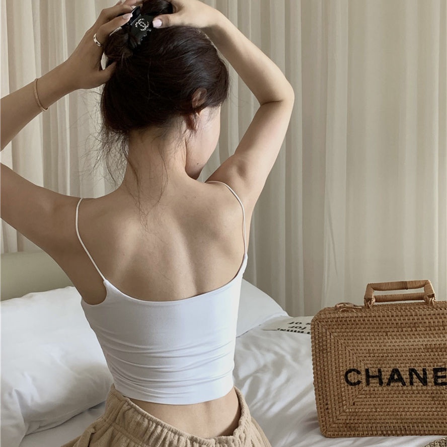 Áo Hai Dây Màu Trắng Trơn Gợi Cảm Phong Cách Mùa Hè Mới Cho Nữ