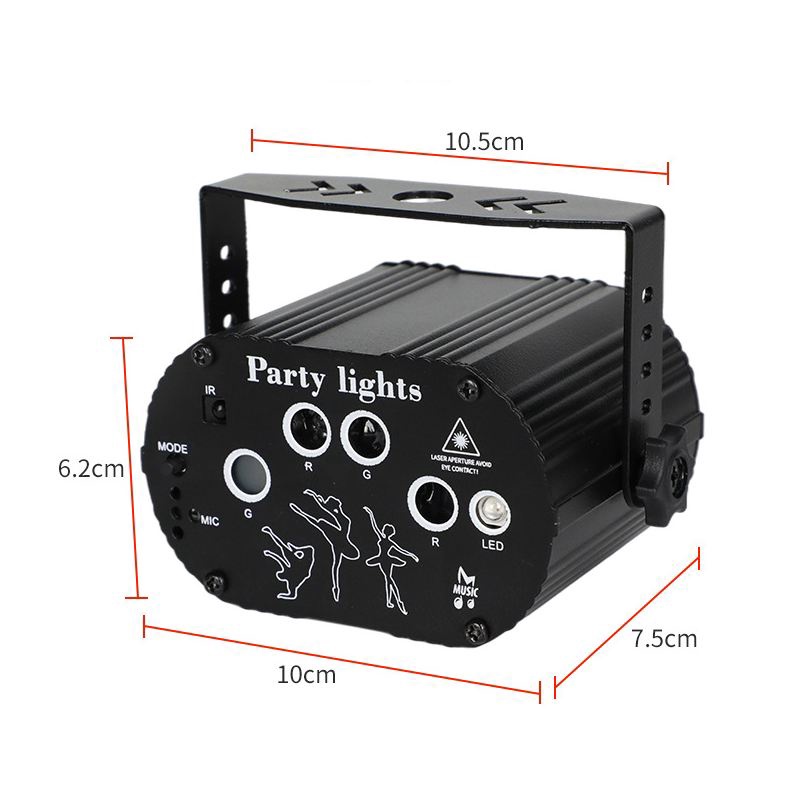 Đèn chiếu laser 3D cảm ứng theo nhạc - Đèn 3D sân khấu 5 lỗ sử dụng karaoke gia đình, tiệc cưới hàng cao cấp