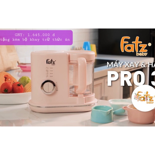 Máy xay và hấp thức ăn dặm Pro3 Fatzbaby (tặng bộ khay trữ đồ ăn dặm)