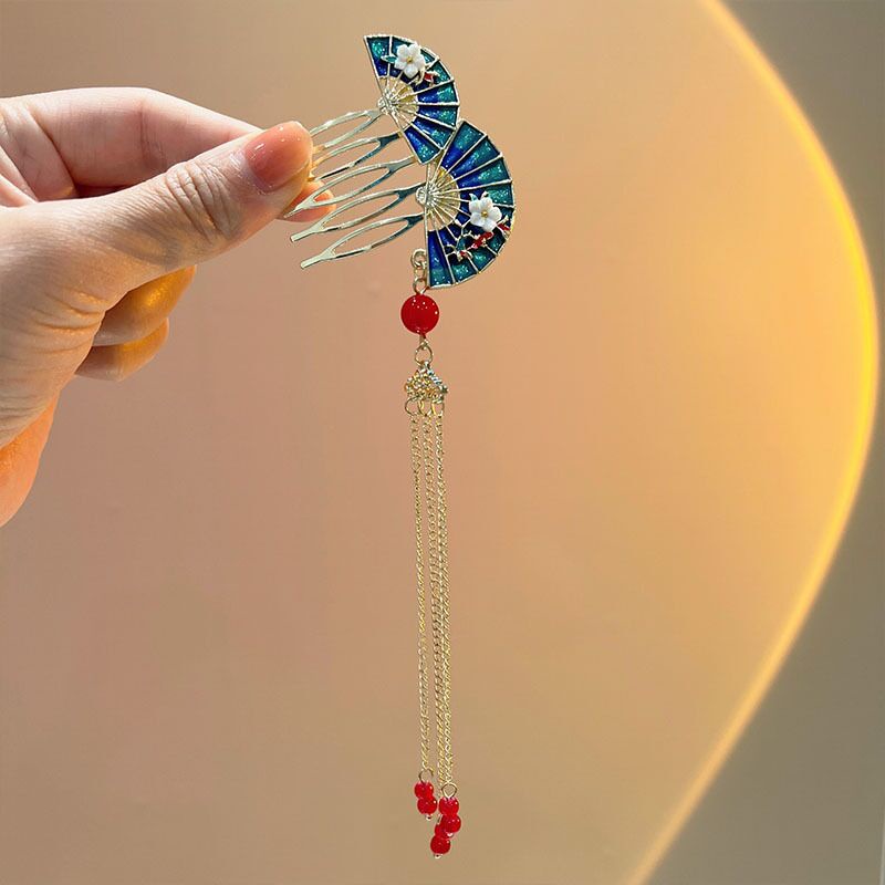 Trâm Cài Tóc Hình Bướm Đính Tua Rua Phong Cách Trung Hoa