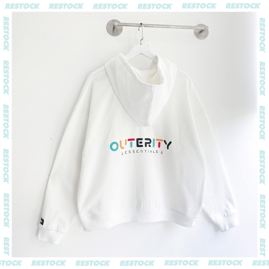 Áo Hoodie mẫu OUTERITY Essentinal- áo nỉ unisex màu trắng nhiều size