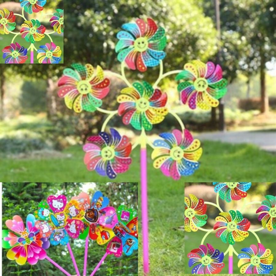 Chong chóng vải, chong chóng 7 màu trang trí 2 tầng 50&30cm