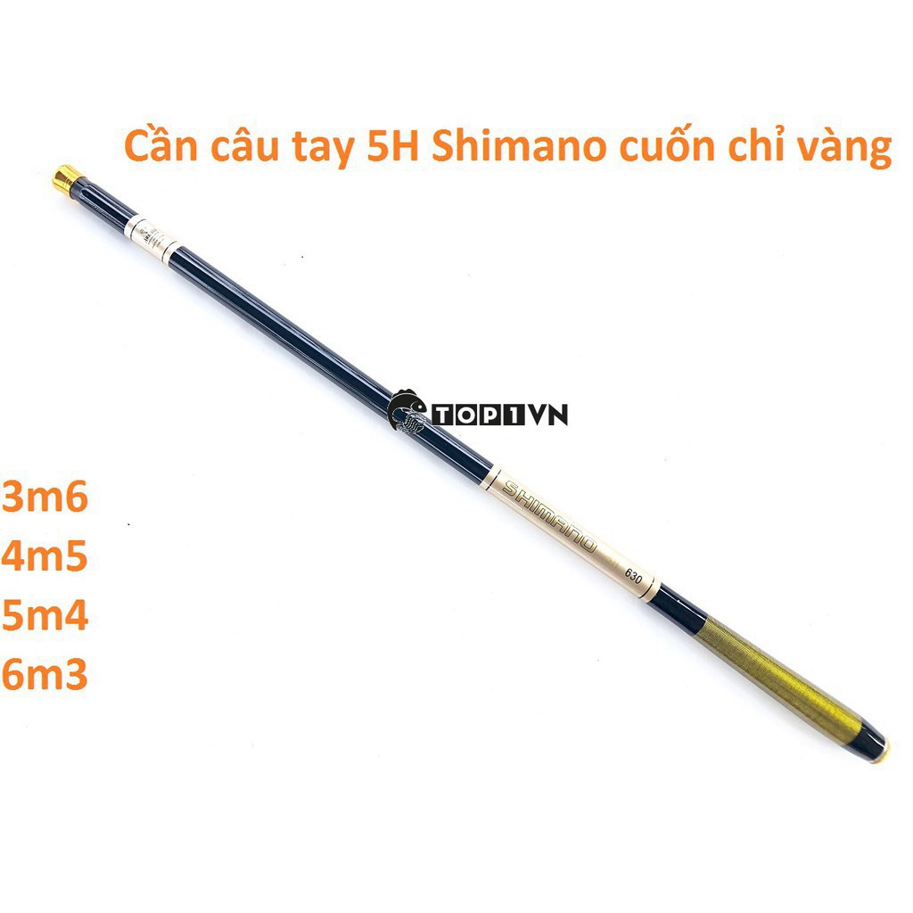 Cần câu tay 5H Shimano vàng , tặng cước lưỡi phao chì và đọt cần  chính hãng