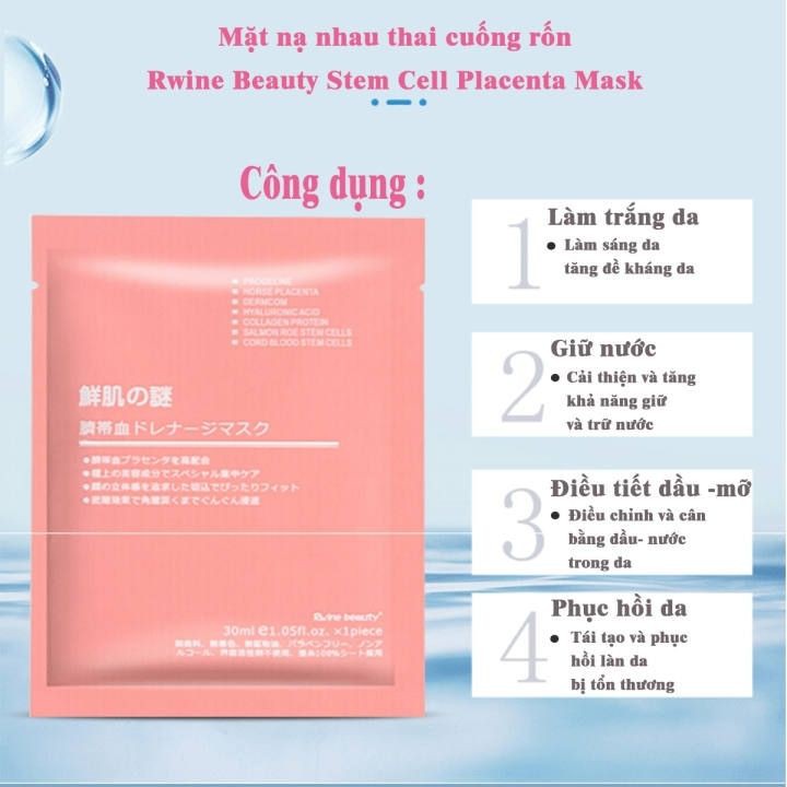 Mặt nạ nhau thai cừu Rwine Beauty Stem Cell Placenta Mask mờ nám, sáng da