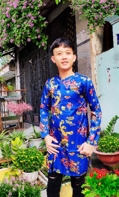 Áo dài bé trai rồng phụng
