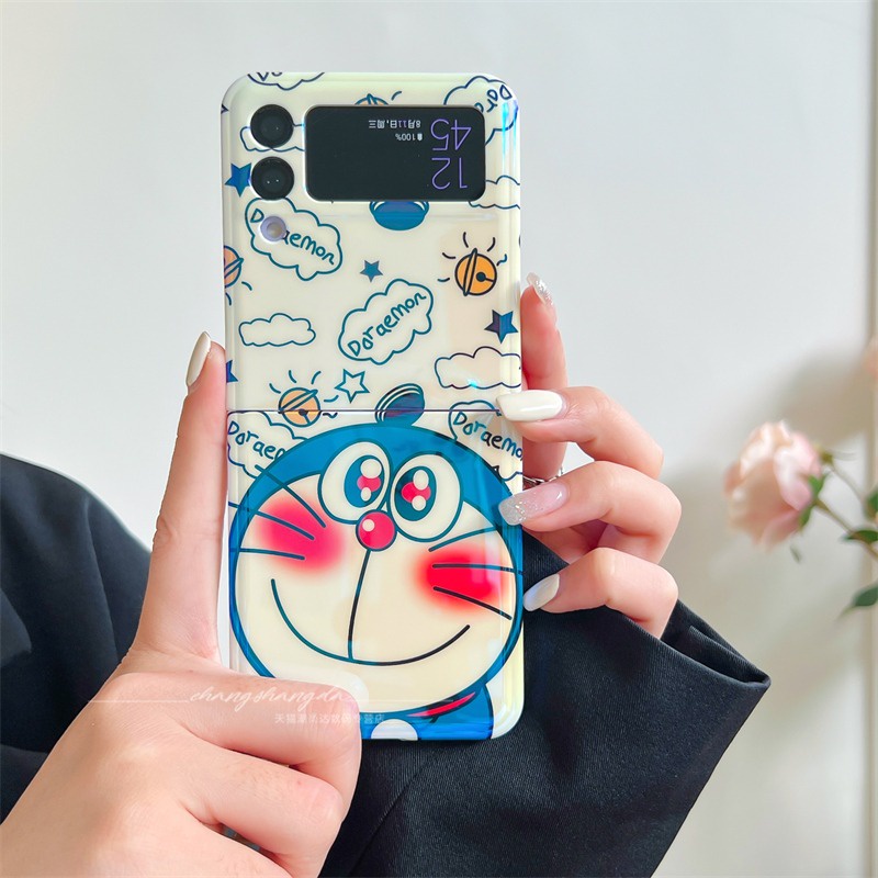 Ốp Điện Thoại Nắp Lật Mềm Blu-Ray In Hình Doraemon Chống Sốc Cho Samsung Galaxy Z Flip 4 3 5G Z Flip3 Flip4