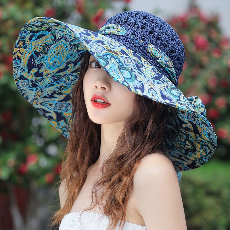 Mũ Cói Rộng Vành Chống Nắng Chống Tia Cực Tím Thời Trang Đi Biển Mùa Hè Cho Nữ