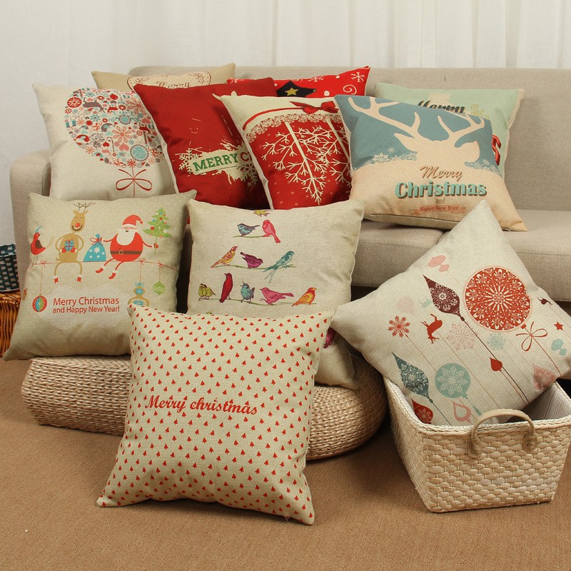 Cushion Case Christmas Series Cotton linen pillow cover Good ranchotion