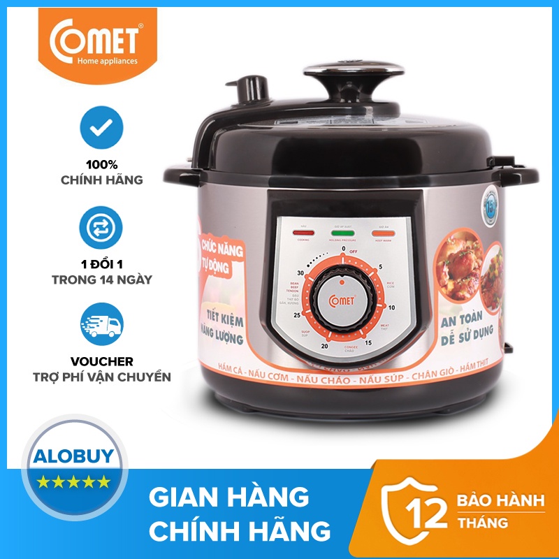 NỒI ÁP SUẤT 5 LÍT COMET CM 6150 NẮP RỜI CHÍNH HÃNG BẢO HÀNH 12 THÁNG
