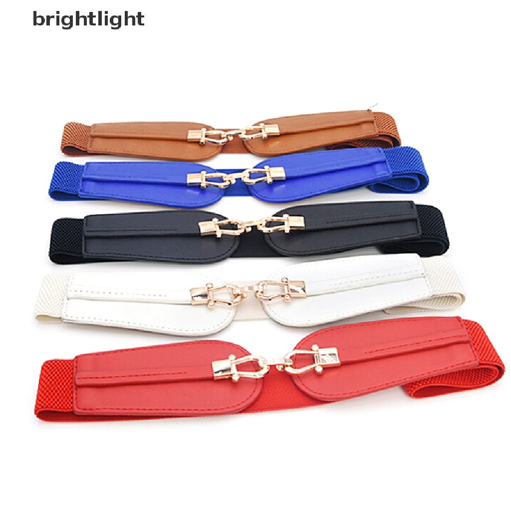 (brightlight) Women Fashion Waist Belt Stretch Dress Belt Wide Buckle Leather Waistband New [HOT SALE]