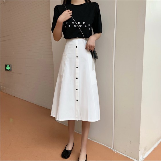 Chân váy tầng Ullzang phối khuy siêu hot - chân váy dài qua gối-váy cho giới trẻ | BigBuy360 - bigbuy360.vn