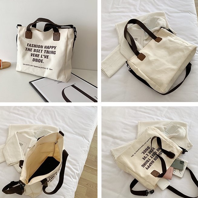 Túi Xách Canvas Sức Chứa Lớn Thời Trang Theo Phong Cách Nhật Hàn Cho Nữ