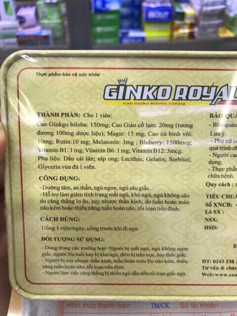Ginko royal 150 gold-tăng cường lưu thông máu và dưỡng chất cho não