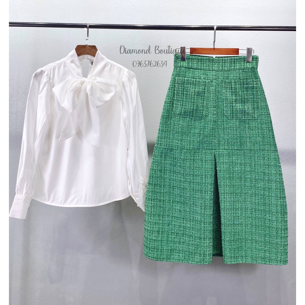 Áo Sơ Mi Nữ Dài Tay Nơ Linen Lót Lụa