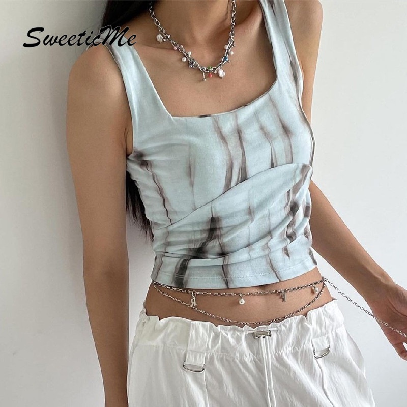 Áo Tank Top Sát Nách Dáng Ôm In Họa Tiết Thời Trang 2022 Quyến Rũ Cho Nữ
