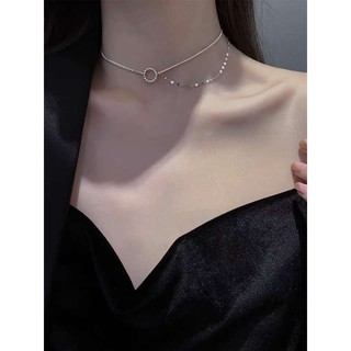 Vòng Cổ Choker Chất Liệu Bạc 925 Thiết Kế Bất Đối Xứng