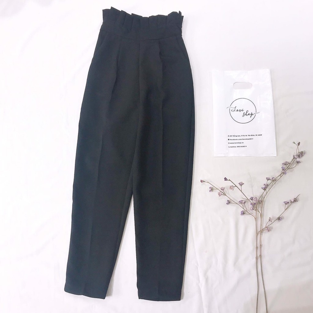 Quần tây công sở lưng bèo quần baggy xếp ly size s m l Lovi