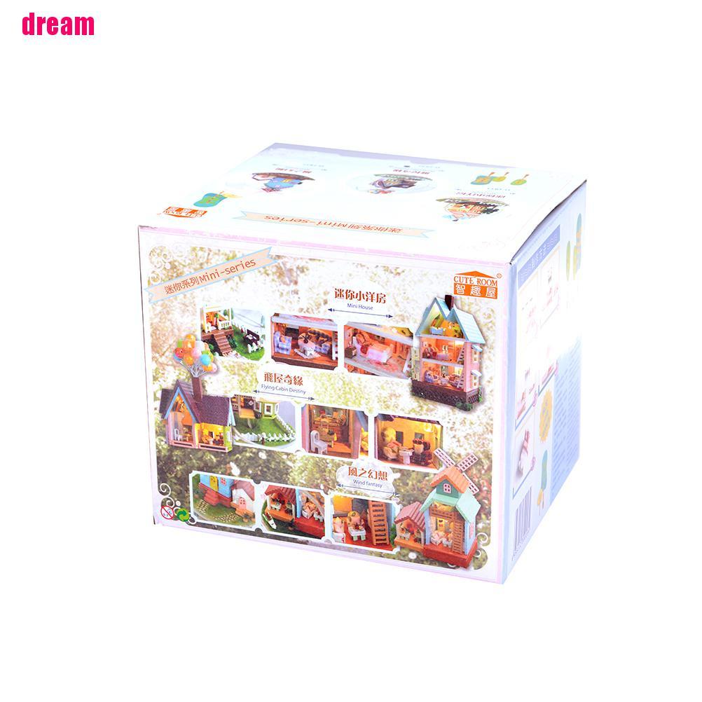 [Dreamm]1 Set DIY House Glass Ball Flying Cabin Toy Pixar Film Up Model With Mini Furnitures