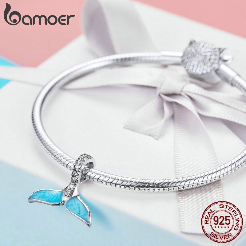 Phụ kiện charm Bamoer hình đuôi cá trang trí dây chuyền/ vòng tay kiểu dáng sang trọng