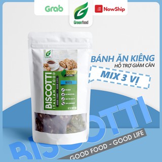 Bánh Biscotti ăn kiêng giảm cân GreenFood mix 3 vị (chocolate - matcha - vani), bánh 100% nguyên cám .
