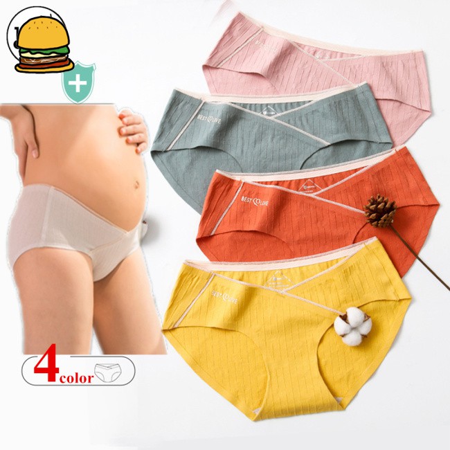 (Hàng Mới Về) 1 Quần Lót Cotton Lưng Thấp Cho Bà Bầu