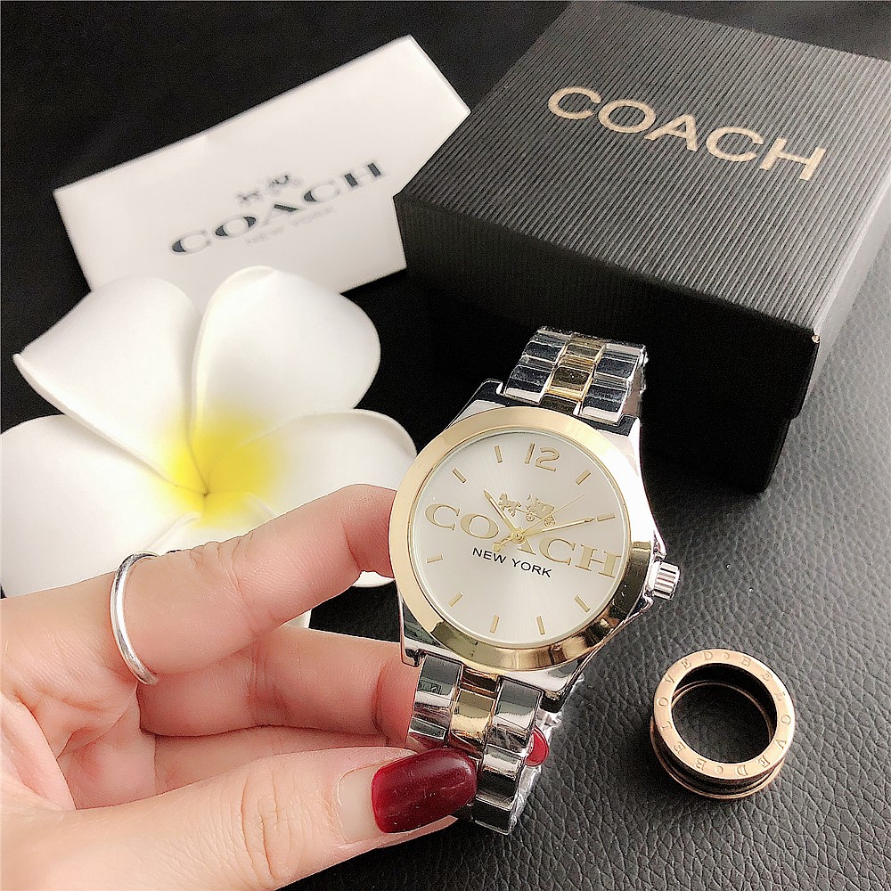 Coach Jam Tangan Wanita Đồng hồ đeo tay nữ bằng thép không gỉ Đồng hồ chống nước
