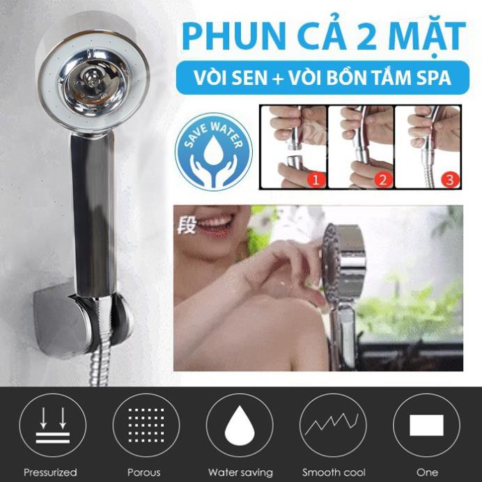 Vòi sen tắm tăng áp lực nước 2 mặt Nhật Bản - 2 chế độ phun sương massage cơ thể