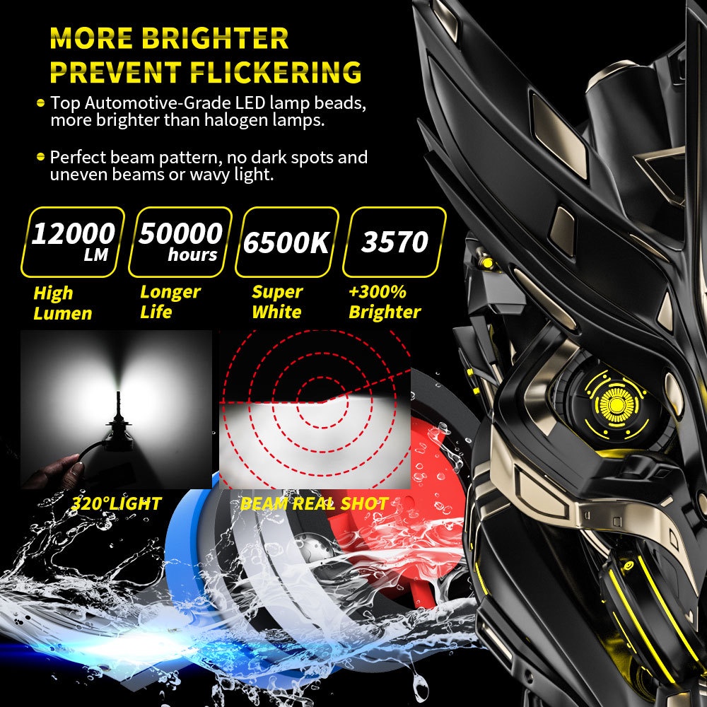 Set 2 đèn pha ô tô H11 9005 HB3 9006 HB4 H4 H1 H3 H7 9012 siêu sáng 12000lm 60w