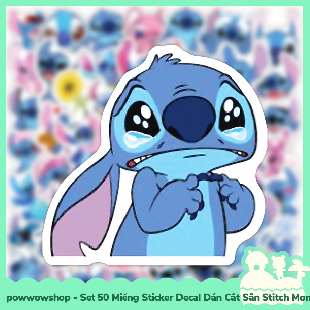 [Sẵn VN - Hỏa Tốc] Set 50 Miếng Sticker Decal Cắt Sẵn DIY Dán Trang Trí Vật Dụng Mẫu Stitch Monster Lovely Pink Blue