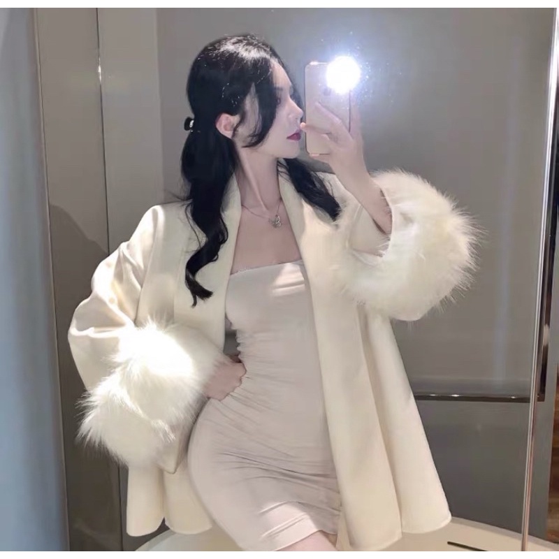 Áo choàng , áo khoác len tay lông hottrend ulzzang | BigBuy360 - bigbuy360.vn