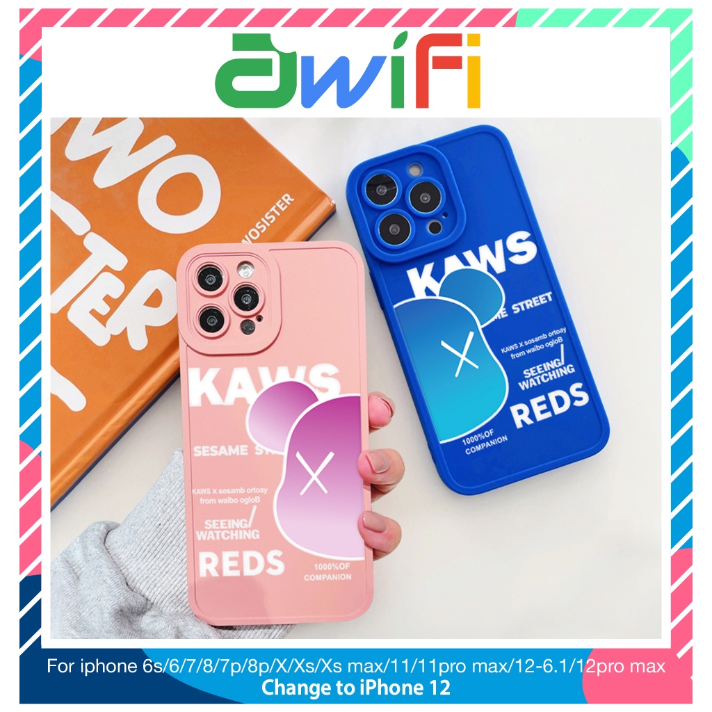 Ốp lưng iphone cạnh vuông lỗ camera kaws red 6s/6splus/7/7plus/8/8plus/x/xr/xs/11/12/13/pro/max/plus/promax-Awifi U4-5