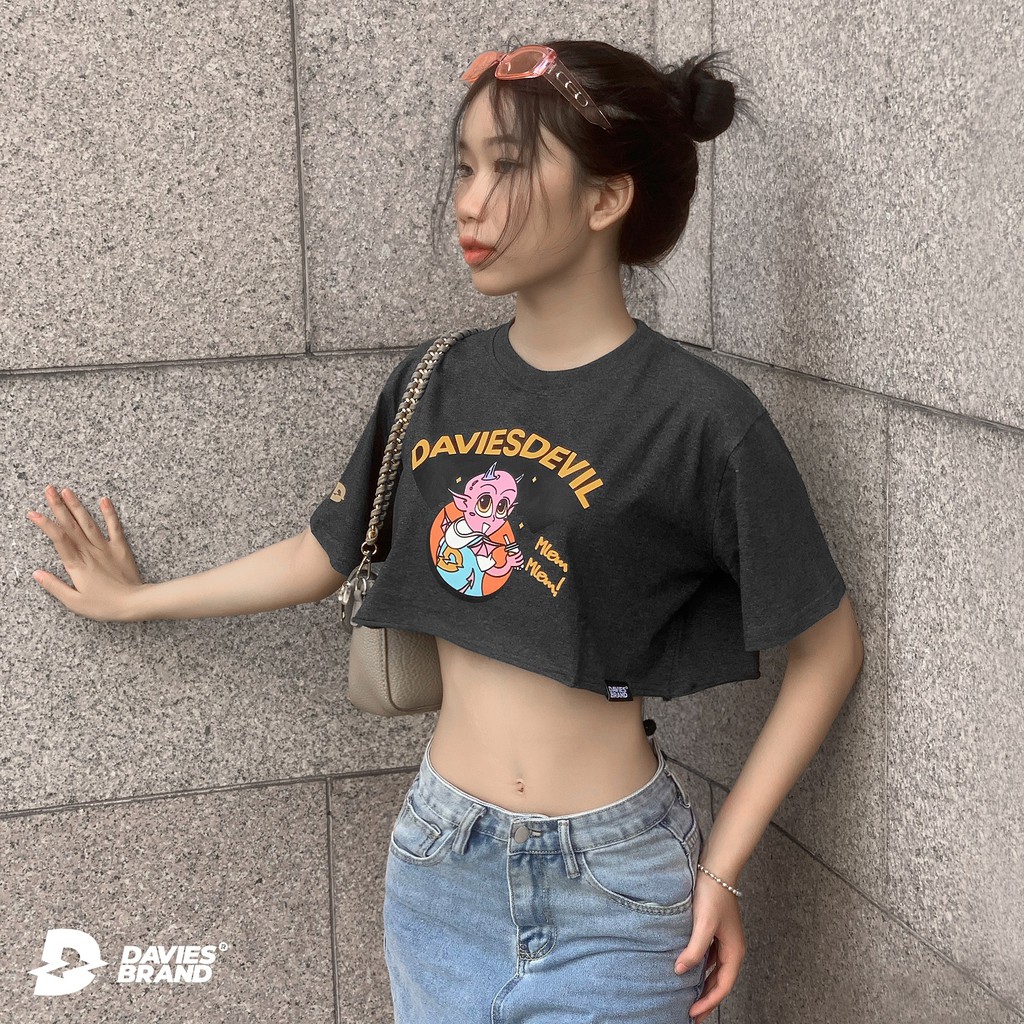 DAVIES - Áo thun croptop nữ form rộng tay ngắn - Mlem Mlem Croptop