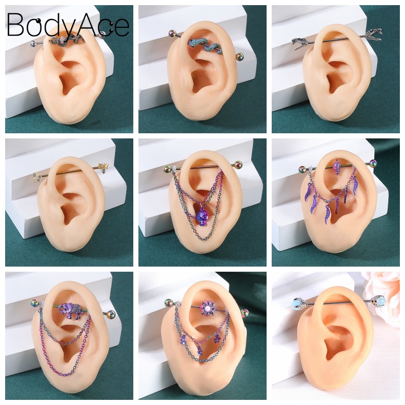 1 Khuyên Tai Hình Thanh Tạ Dài Bằng Thép Không Gỉ